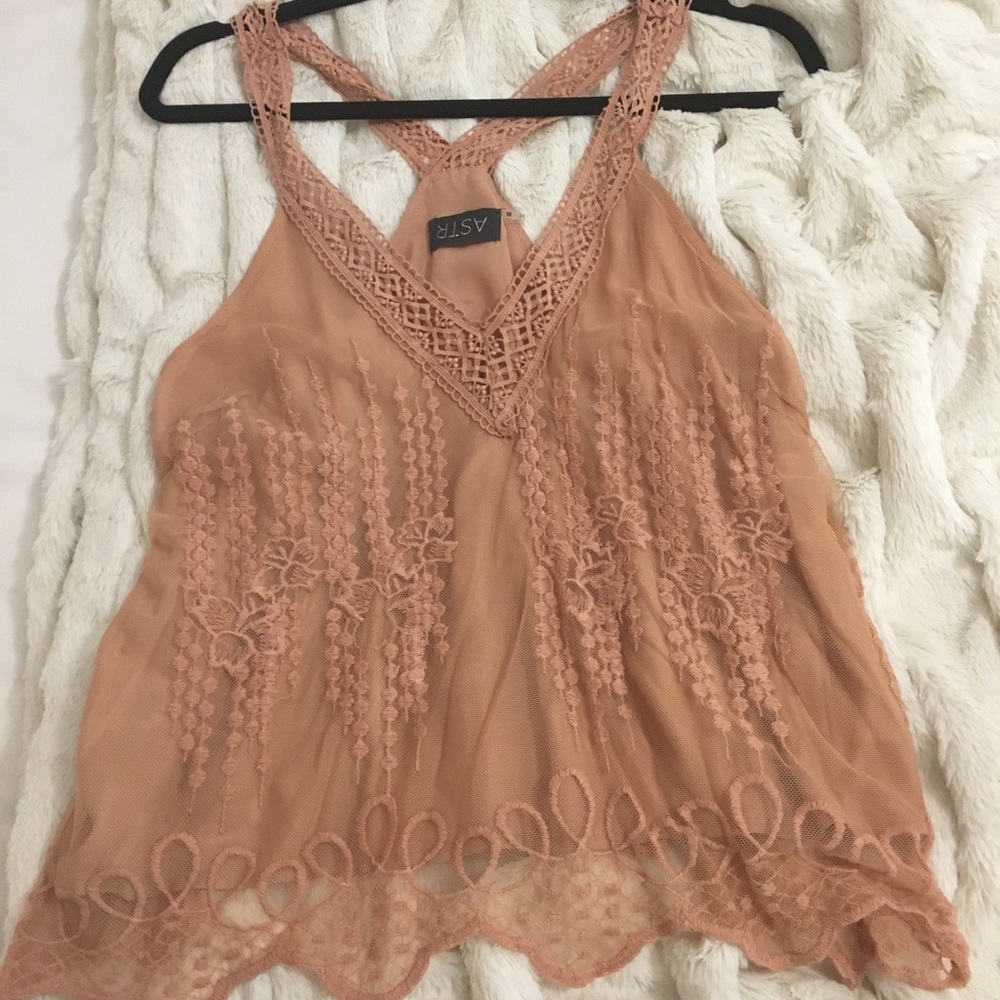 Astr blush lace blouse/tank top